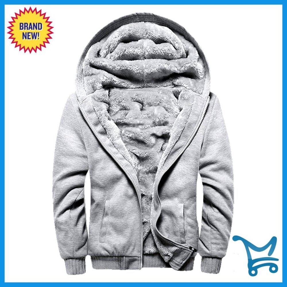 Fleece Sherpa Lined Hooded Coat Winter Thicken Warm Jacket Active Performance
